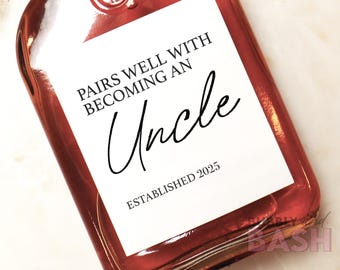 Pairs Well With Uncle Whiskey Label Pregnancy Announcement Gift Whiskey Label Gift For Uncle Brother Gift For Himl Whiskey Gift BB406