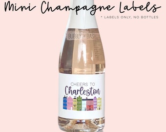 Cheers To Charleston Mini Champagne Labels | Charleston Bachelorette | Last Fling Down King Bachelorette | Bachelorette Favors