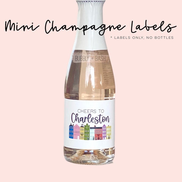 Cheers To Charleston Mini Champagne Labels | Charleston Bachelorette | Last Fling Down King Bachelorette | Bachelorette Favors