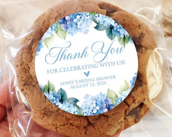 Blue Hydrangea Favors Labels Stickers Thank You Stickers Favor Label Favor Sticker Bridal Shower Party Stickers For Favor BB1162