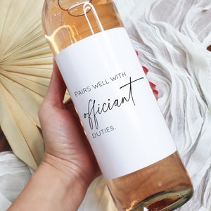Pairs Well With Officiant Duties Wine Label Officiant Gift Wedding Wine Label Gift For Her Gift For Him Officiant Wine Label Gift BB005
