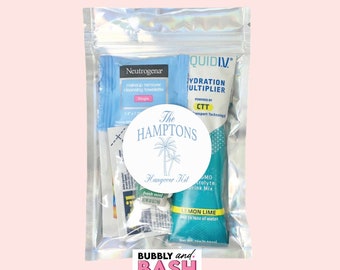 The Hamptons Hangover Kit Bag Hamptons Bachelorette Hangover Kit Hangover Recovery Kit Bachelorette Party Favors Last Toast On The Coast