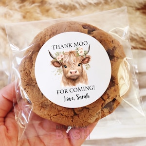 Highland Cow Favors Labels Stickers Thank You Stickers Favor Labels Favor Stickers Birthday Baby Shower Party Stickers For Favors BB1105