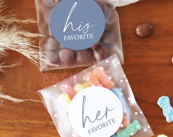 Wedding Candy Favor Stickers And Add Bags Empty His Favorite Stickers Her Favorite Stickers Candy Wedding Favor Wedding Welcome Bag BBDB