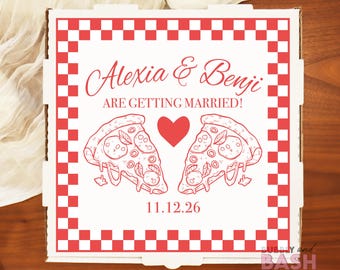 Engagement Pizza Box Labels That’s Amore Engaged Pizza Sticker Wedding Pizza Box Personalized Custom Pizza Box Pizza Engagement Party BB1622