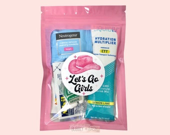 Let’s Go Girls Hangover Kit Bag | Bachelorette Hangover Kit | Hangover Recovery Kit | Bachelorette Party Favors | Space Cowgirl | Disco