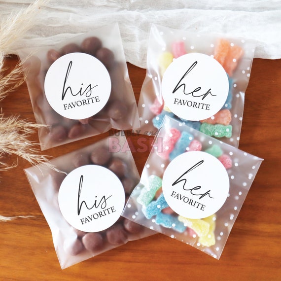 Wedding Candy Favor Stickers And Add Bags Empty His Favorite Stickers Her Favorite Stickers Candy Wedding Favor Wedding Welcome Bag Gift