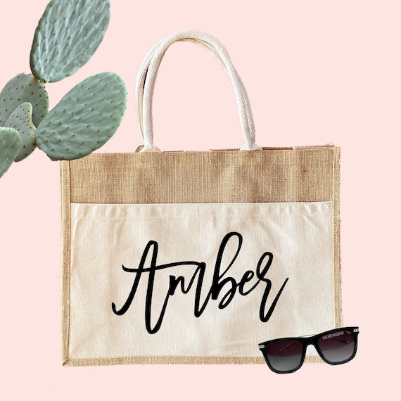 Personalized Burlap Jute Tote Bag Customized Jute Bag Etsy