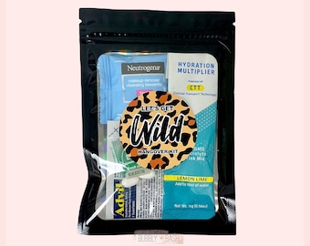 Let’s Get Wild Hangover Kit Bag | Bachelorette Hangover Kit | Hangover Recovery Kit | Bachelorette Party Favors | Leopard Jungle Bach