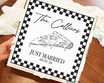 Wedding Pizza Box Labels Raise A Slice Wedding Pizza Sticker Wedding Pizza Box Personalized Custom Pizza Box Pizza Party Night Before BB1657