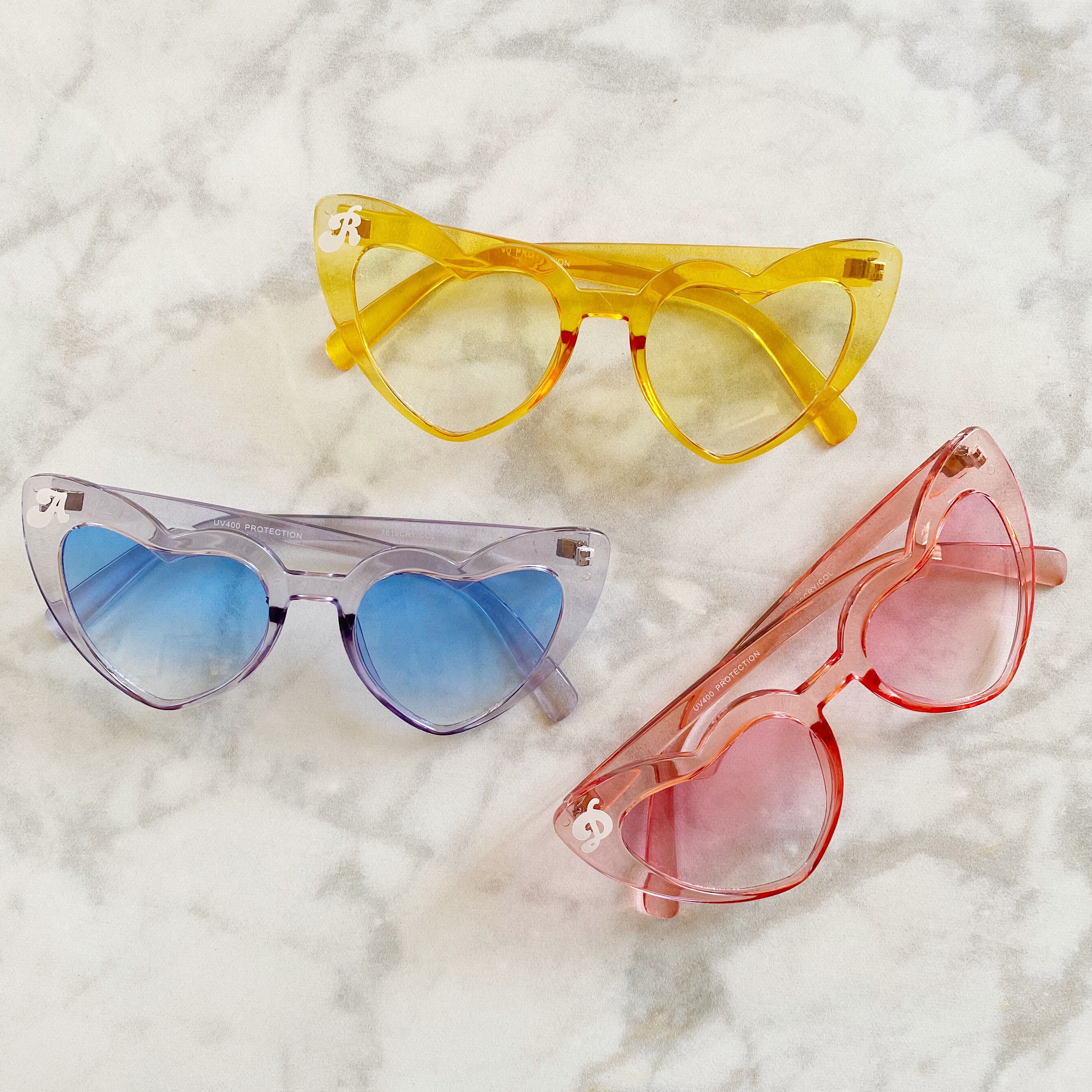 Initial Transparent Retro Heart Sunglasses Heart Sunnies 