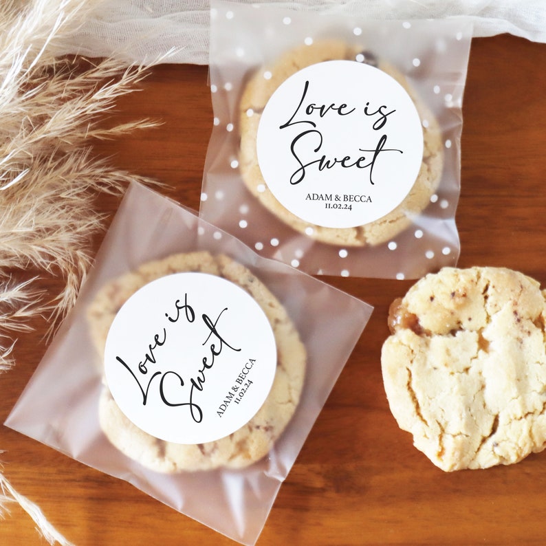 Wedding Cookie Favor Stickers And Bags Empty Love Is Sweet Stickers Candy Wedding Favor Wedding Welcome Bag Gift Sweets Stickers image 3