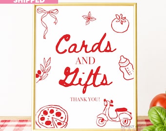 Printed And Shipped Baby Shower Signs Pizza Baby Shower Sign Cards And Gifts Baby Shower Card and Gifts Sign Physical BB913