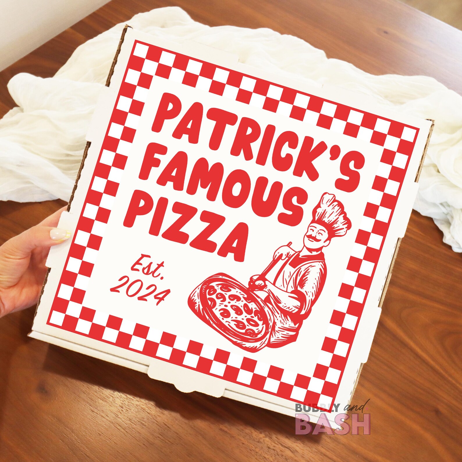Customizable Pizza Box Label Name Pizza Box Labels Famous Pizza Birthday Pizza Sticker Party Pizza ...