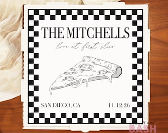 Wedding Pizza Box Labels Love At First Slice Wedding Pizza Sticker Wedding Pizza Box Personalized Custom Pizza Box Party Night Before BB1662