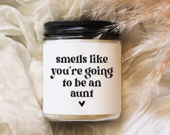 Pregnancy Baby Announcement Candle Label Gift For Aunt Aunties Smells Like You're Going To Be An Aunt Candle Label Funny Announcement BB501
