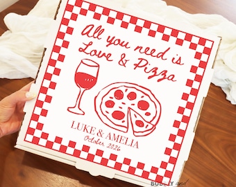 Wedding Pizza Box Labels Love Pizza Wedding Pizza Sticker Wedding Pizza Box Personalized Custom Pizza Box Pizza Party Night Before BB1688