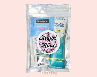 Stayin’ Alive Hangover Kit Bag | Bachelorette Hangover Kit | Hangover Recovery Kit | Bachelorette Party Favors | Disco Bachelorette