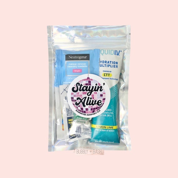 Stayin Alive Hangover Kit Bag Bachelorette Hangover Kit Etsy