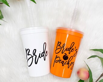 Bride Cup | Bride's Peaches Cups | Georgia Bachelorette | Savannah Bachelorette | Peach Bachelorette | Bachelorette Party Cups