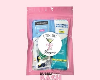 A Tini Bit Hungover Hangover Kit Bag Martini Bachelorette Martinis And Bikinis Hangover Kit Hangover Recovery Kit Bachelorette Party Favors