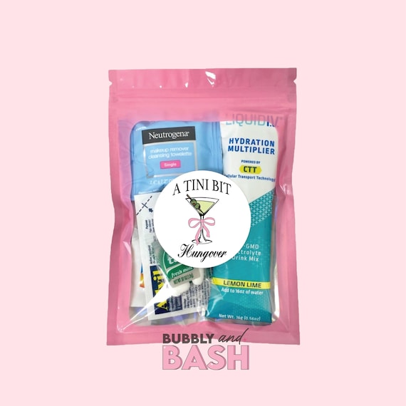 A Tini Bit Hungover Hangover Kit Bag Martini Bachelorette Martinis And Bikinis Hangover Kit Hangover Recovery Kit Bachelorette Party Favors