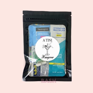 A Tini Hangover Kit Bag Bachelorette Hangover Kit Bikinis And Martinis Hangover Recovery Kit Bachelorette Party Favors A Tini Bit Older