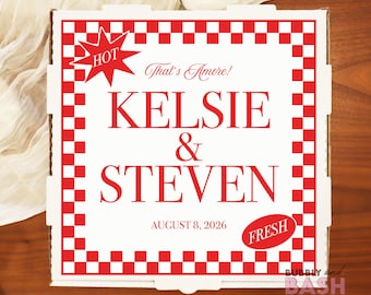 Wedding Pizza Box Labels Love At First Slice Wedding Pizza Sticker Wedding Pizza Box Personalized Custom Pizza Box Pizza Party Night BB1680