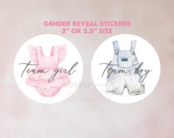 Boho Gender Reveal Stickers Team Boy Team Girl Stickers Printed Gender Reveal Party Boho Gender Reveal Trendy Gender Reveal BB301
