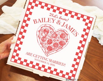 Engagement Pizza Box Labels That’s Amore Engaged Pizza Sticker Wedding Pizza Box Personalized Custom Pizza Box Pizza Engagement Party BB1603