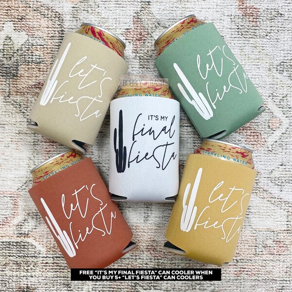 Let's Fiesta | Fiesta Bachelorette Party | Bachelorette Party Can Cooler | Bachelorette Can Coolers | Fiesta Favors | Boho Fiesta