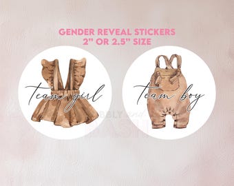 Boho Gender Reveal Stickers Team Boy Team Girl Stickers Printed Gender Reveal Party Boho Gender Reveal Trendy Gender Reveal BB302