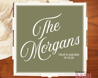 Wedding Pizza Box Labels That’s Amore Pizza Sticker Wedding Pizza Box Personalized Custom Pizza Box Pizza Elopement Party BB1675