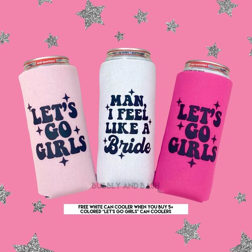 Wife Of The Party And The Party, Bachelorette Party Can Coolers, Set Of 12 Beer Can Coolies, Perfect Bachelorette Party Decorations And Bridesmaid