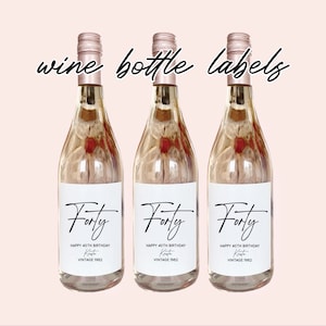 Forty, Personalized 40th Birthday Wine Labels, Fabulous 40, Pairs Well With Turning Forty, 40th Birthday Party, Birthday Champagne Labels