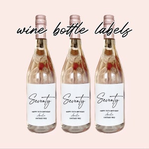 Seventy, Personalized 70th Birthday Wine Labels, Fabulous 70, Pairs Well With Turning Seventy, 70th Birthday Party, Birthday Champagne Label