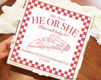 Gender Reveal Pizza Box Labels Ciao Baby Pizza Sticker Baby Shower Pizza Box Personalized Custom Pizza Box Pizza Party Boxes Gender BB1624