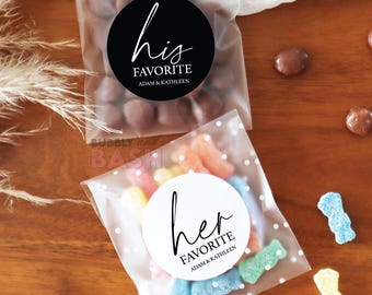 Names Wedding Candy Favor Stickers And Add Bags Empty His Favorite Stickers Her Favorite Stickers Candy Wedding Favor Wedding Welcome BB906