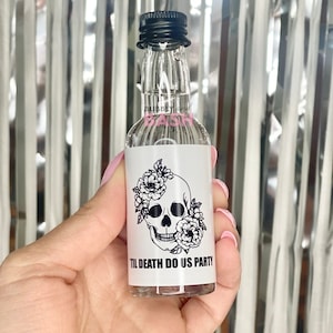 Til Death Do Us Party Bachelorette Party Shot Labels Mini Shot Bottle Labels Bride Or Die Halloween Bachelorette Shooters Labels