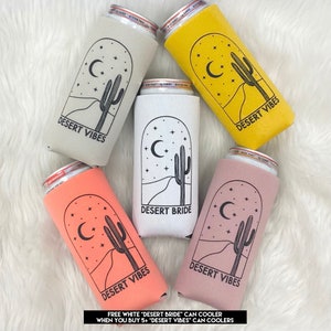 SLIM Desert Bride Desert Vibes Can Coolers | Palm Springs Bachelorette Party | Desert Bachelorette Party | Bachelorette Can Cooler