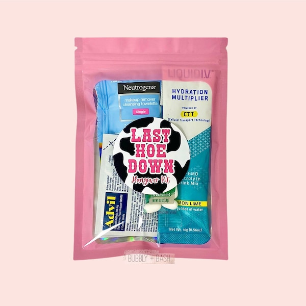 Last Hoe Down Hangover Kit Bag | Bachelorette Hangover Kit | Hangover Recovery Kit | Bachelorette Party Favors | Space Cowgirl | Nashville