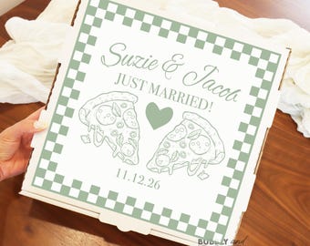 Just Married Pizza Box Labels That’s Amore Pizza Sticker Wedding Pizza Box Personalized Custom Pizza Box Pizza Elopement Party BB1656