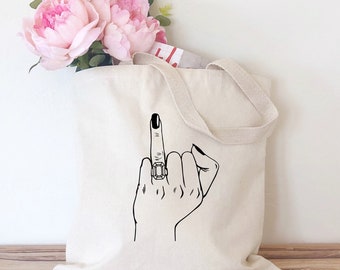 Ring Finger Tote Bag | Engaged Tote Bag | Engagement Gift For Her | Best Friend Engagement Gift | Funny Engagement Gift | Canvas Tote Bag