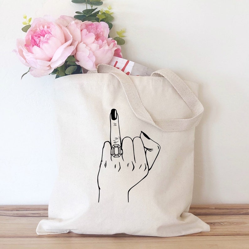 Ring Finger Tote Bag Engaged Tote Bag Engagement Gift For Her Best Friend Engagement Gift Funny Engagement Gift Canvas Tote Bag image 1