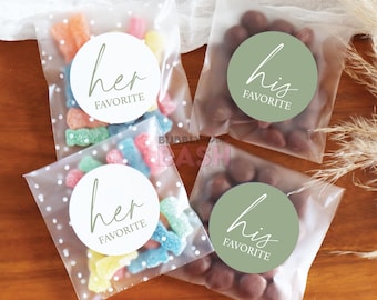 Wedding Candy Favor Stickers And Add Bags Empty His Favorite Stickers Her Favorite Stickers Candy Wedding Favor Wedding Welcome Bag BBSG