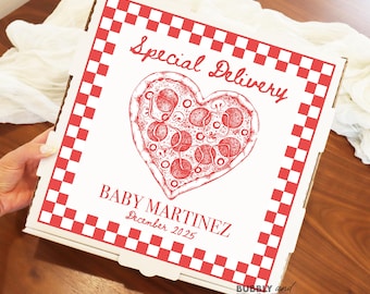 Pregnancy Announcement Pizza Box Labels Baby Shower Pizza Box Special Delivery Pizza Baby Shower Baby Reveal Announcement Pizza Box BB1602