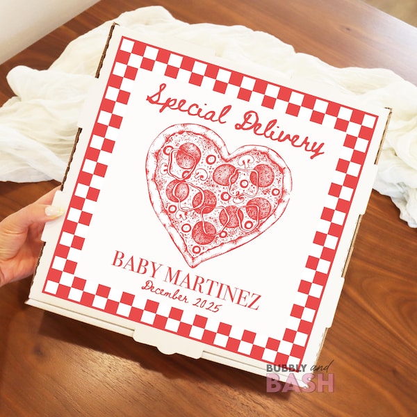 Pregnancy Announcement Pizza Box Labels Baby Shower Pizza Box Special Delivery Pizza Baby Shower Baby Reveal Announcement Pizza Box BB1602
