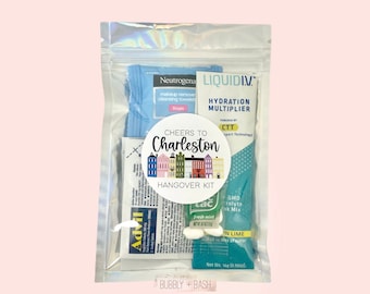Cheers to Charleston Hangover Kit Bag | Bachelorette Hangover Kit | Hangover Recovery Kit | Bachelorette Party Favors | Last Fling