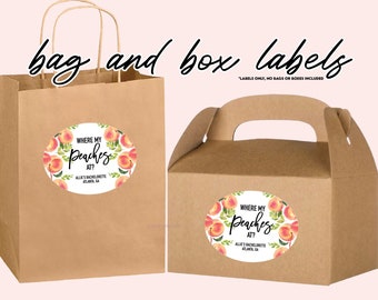 Where My Peaches At Oval Bachelorette Bag And Box Labels, Georgia Bachelorette Party, Bachelorette Party Bags, Bachelorette Party Favors