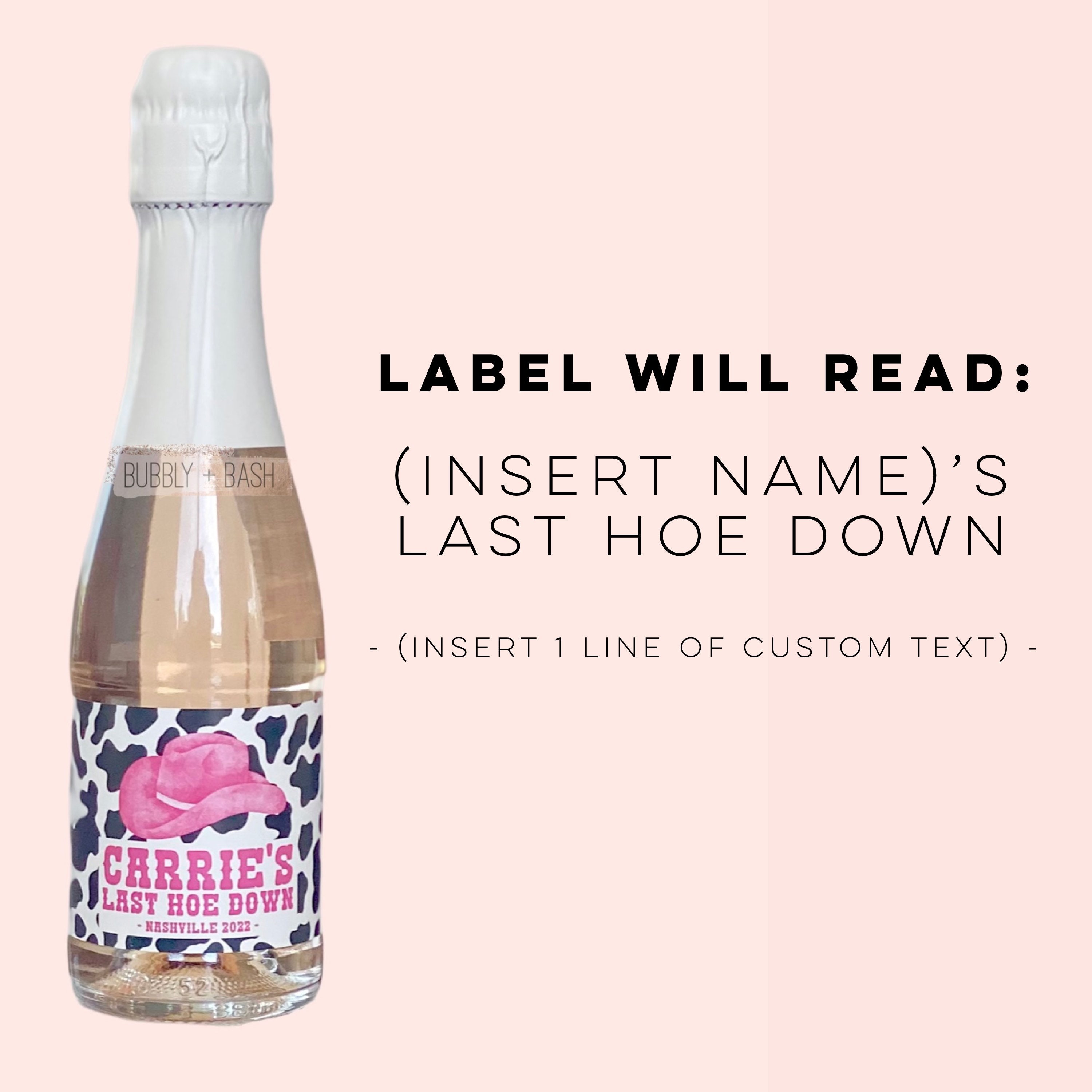 Last Hoe Down Personalized Mini Champagne Labels Cowgirl - Etsy